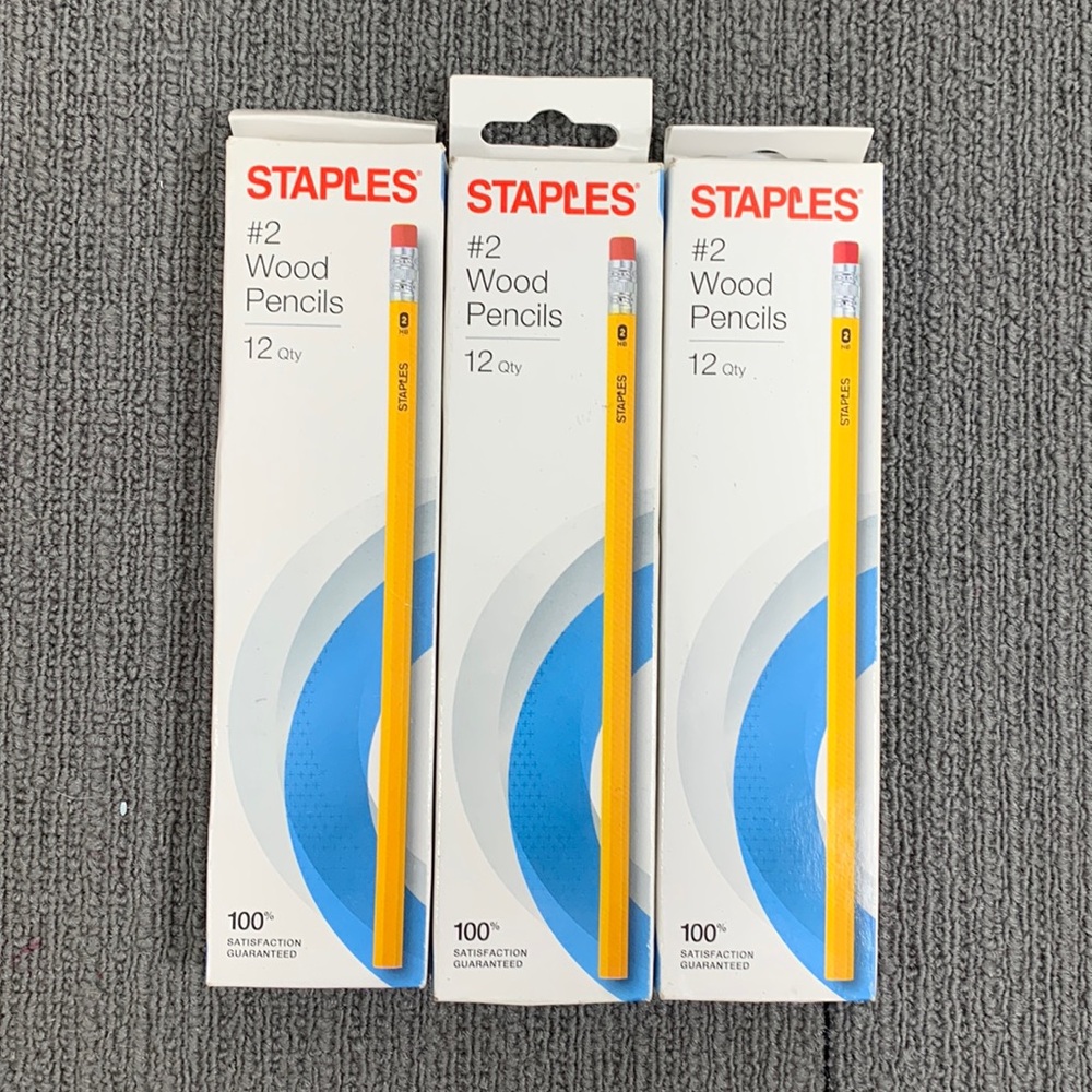 3 Boxes Staples #2 Wood Pencils Smudge-free Erasing Hexagon Barrell 12 per box